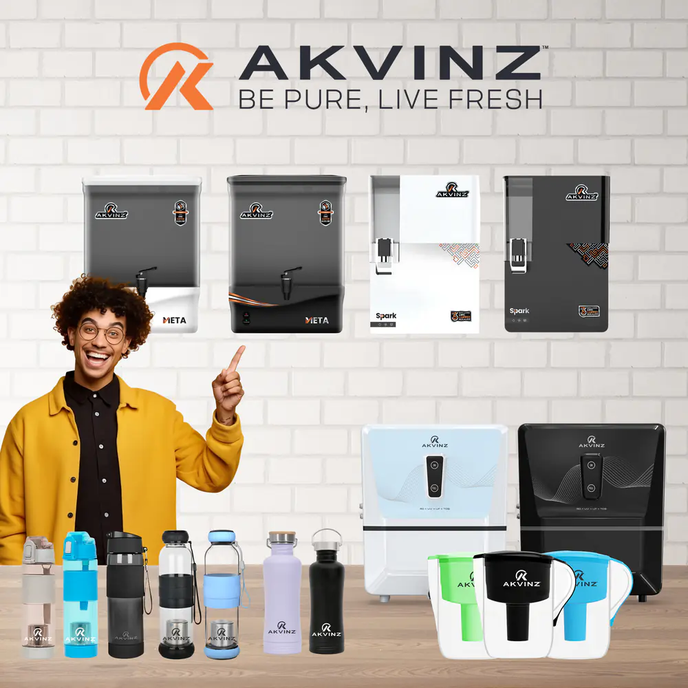 The Akvinz range of RO water purifiers, bottles and jugs